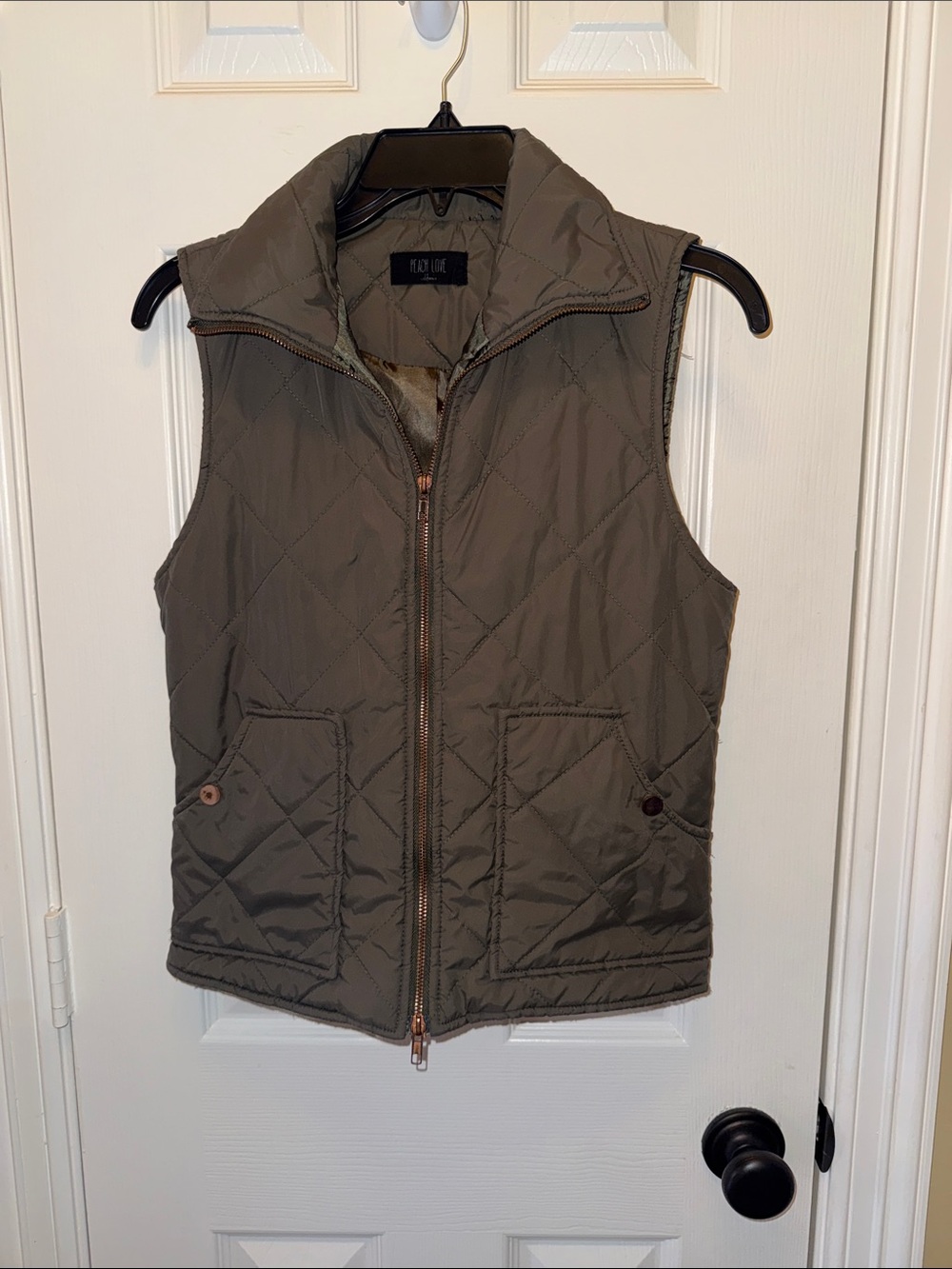 Girls Peach Love California Quilted Olive Vest